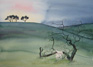 Evening on the Sussex Downs watercolour by Hazel Barclay